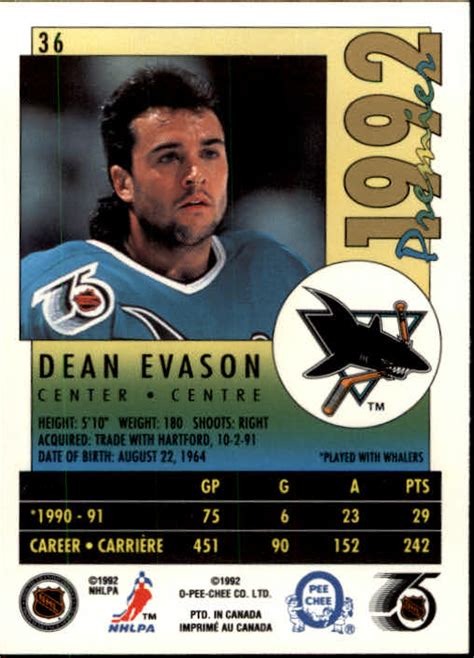 1991-92 OPC Premier #36 Dean Evason - NM-MT