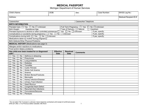 Medical Passport - State of Michigan