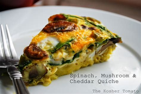 (Crustless) Spinach, Mushroom & Cheddar Quiche - Plantains & Challah