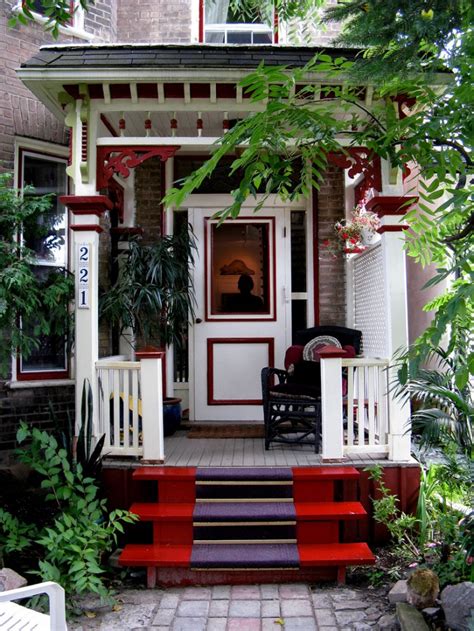 beautiful red front porch | Interior Design Ideas