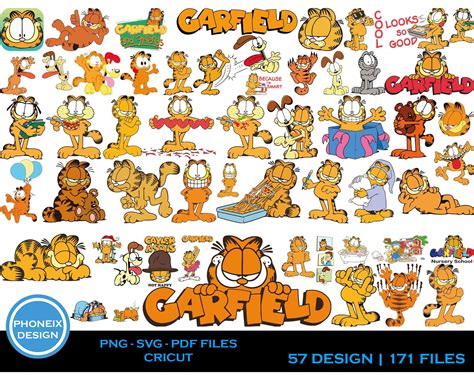 Garfield Cartoon Chracters Svg/ Png / Pdf Bundle Birthday - Etsy