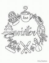 Winter Scenes Coloring Pages Printable Sketch Page sketch template