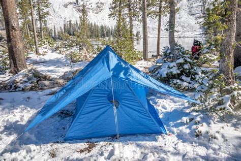 Winter Camp with Snow and a Tent Stock Image - Image of camp, snow: 33173353