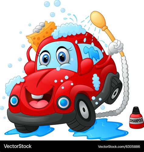 Cartoon car wash character Royalty Free Vector Image