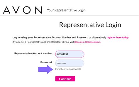 Avon Login for existing representative