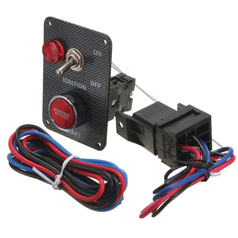 12V Racing Car Ignition Switch Kit Carbon Panel Toggle Engine Start Push Button | Alexnld.com