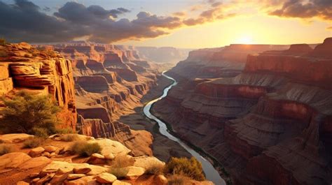 Premium Photo | Canyon landscape at sunrise