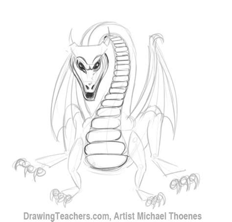 How To Draw A Dragon Facing Forward