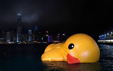 Giant inflatable rubber duck found deflated in Hong Kong harbour ...