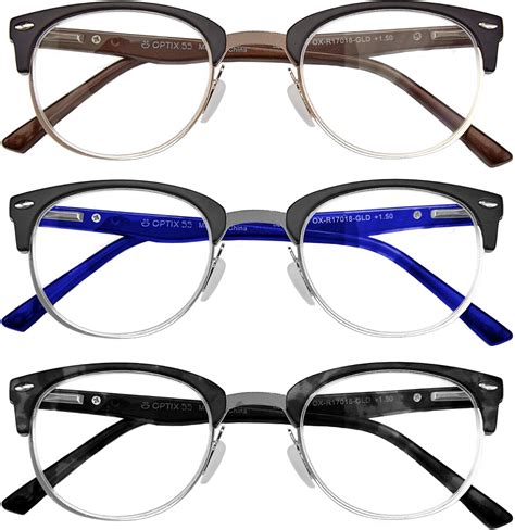 +250 reading Glasses 3 Pack – Men’s Browline Designer Readers : Buy ...