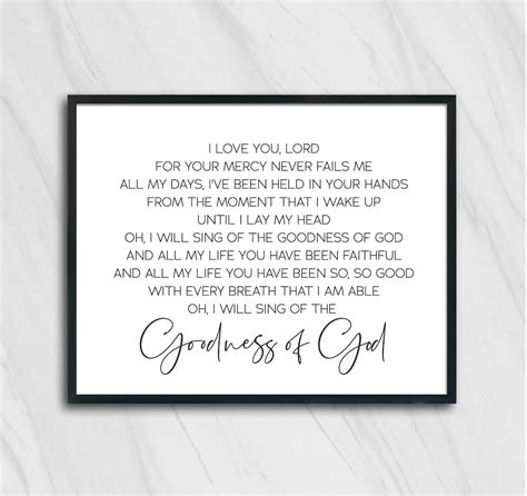 Goodness of God Lyric Printable, Christian Wall Decor, Praise Song ...