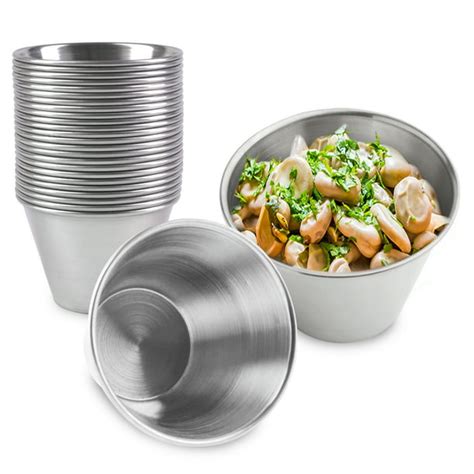 [24 Pack] 4 oz Stainless Steel Sauce Cups - Individual Round Condiments ...