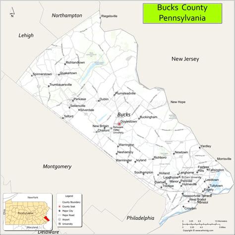 Map of Bucks County, Pennsylvania - Where is Located, Cities, Population, Highways & Facts