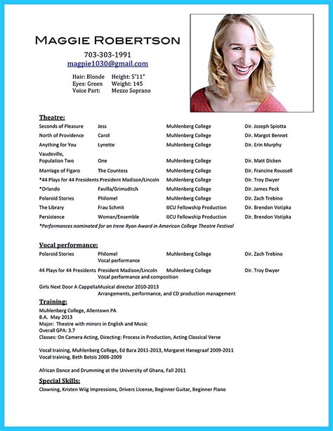 Acting Resume Template For Beginners