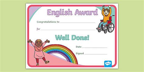 English award certificate for kids | Printable | Twinkl