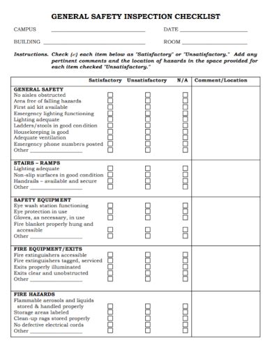 FREE 8+ Building Safety Inspection Checklist Samples [ School, Fire, Health ]