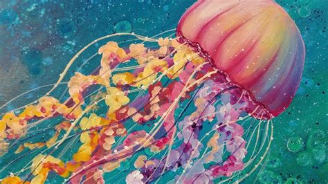 Jellyfish Acrylic Painting Tutorial Ocean Sea Life LIVE Beginner Lesson ...