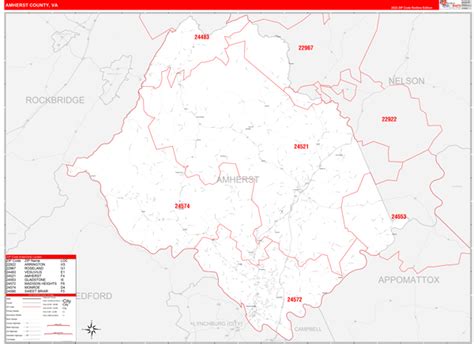 Wall Maps of Amherst County Virginia - marketmaps.com