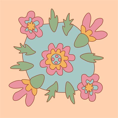 Retro greeting card with groovy flowers 12889158 Vector Art at Vecteezy