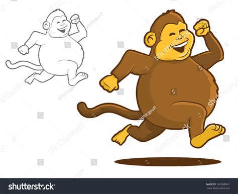 Fat Chimpanzee Running Cartoonchunky Monkey Stock Vector (Royalty Free) 142568947 | Shutterstock