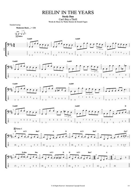 Reelin' In the Years Tab by Steely Dan (Guitar Pro) - Full Score ...