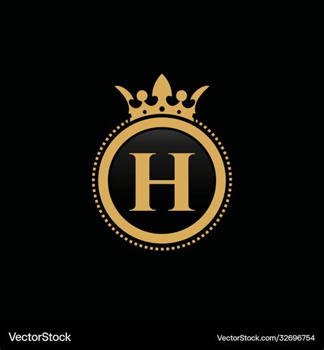 Letter h royal crown luxury logo design Royalty Free Vector