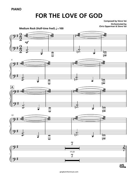 For The Love Of God - Piano Sheet Music | Steve Vai | Orchestration