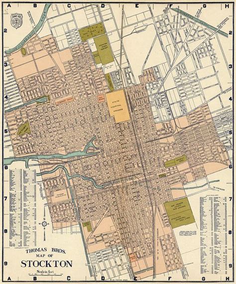 Stockton Map Historical City Plan of Stockton Fine Print - Etsy | Map ...