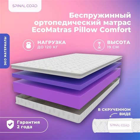 Матрас Spinal Cord Comfort Pillow Top, Беспружинный, 140 - купить по ...