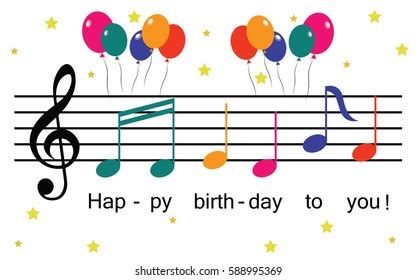 3,380 Music Notes Happy Birthday Images, Stock Photos, and Vectors ...