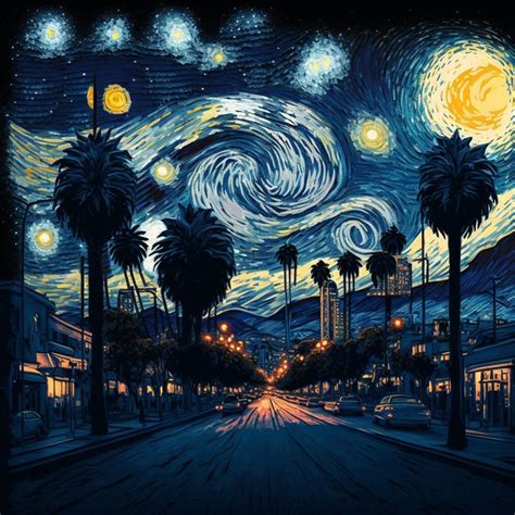 LA in the style of Starry Night | Van gogh art, Van gogh landscapes, Starry night van gogh