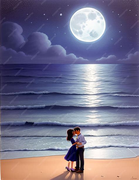 Premium AI Image | Love background Vector black silhouette of couple on the beach A couple in love