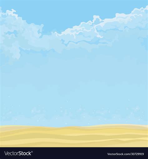 Blue sky cartoon background with clouds and sandy Vector Image