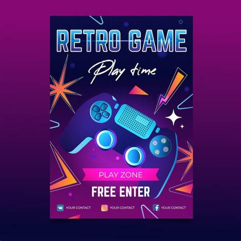 Free Vector | Vintage gaming poster template