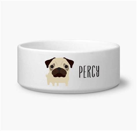 Personalized Pug dog bowl custom pug dog food bowl ceramic | Dog bowls ...