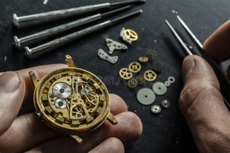 Mechanical Watch Repair. Watchmaker is Repairing the Mechanical Watches Stock Photo - Image of ...