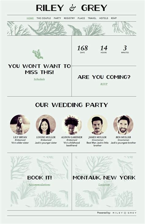 "DRIFT" beach wedding website example in sea foam green. | Wedding ...