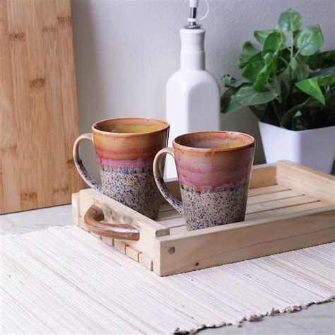 Ceramic Classic Coffee Mugs- Multi Colored Mugs-Set of 2 Buy Online at MiahDecor Store