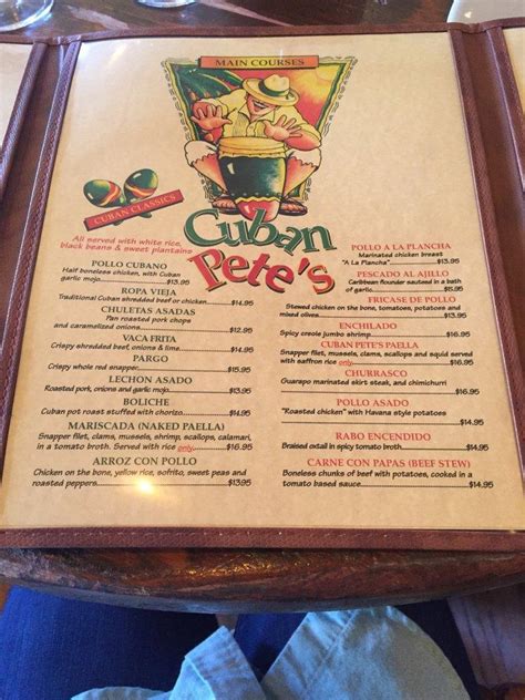 Menu at Cuban Pete's pub & bar, Montclair