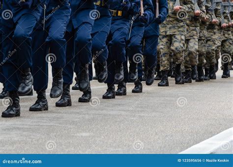 Soldiers Marching on Street during Parade Stock Photo - Image of machine, ceremony: 123595656