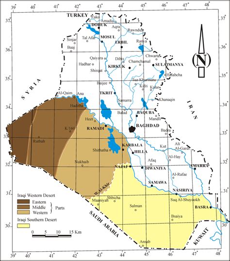 Location map of the Iraqi Western Desert, with three tentative parts,... | Download Scientific ...