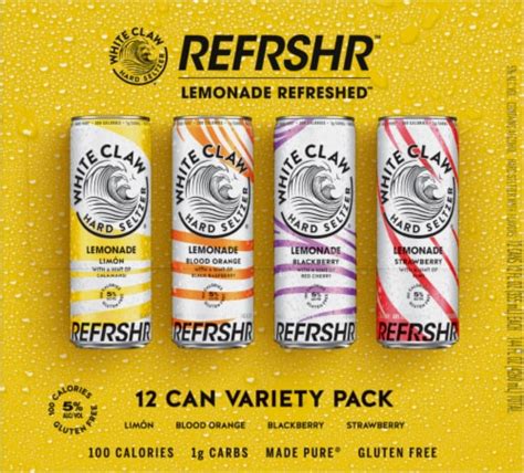 White Claw Hard Seltzer Lemonade REFRSHR Variety Pack, 12 cans / 12 fl ...