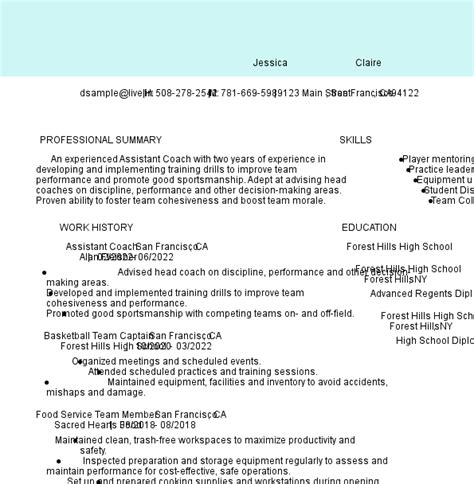 6 Great Assistant Coach Resume Examples | LiveCareer