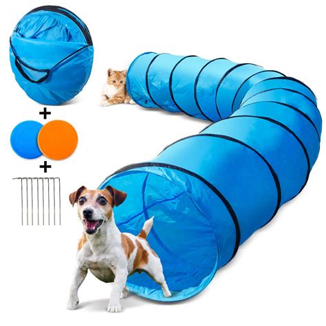 Masthome Dog tunnel with 2PCS Pet Frisbee Large Dog Tunnels and Tubes with Pegs & Carry Case ...