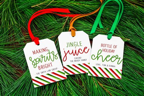 Personalized Christmas Wine Tags & Ribbon Holiday Wine | Etsy