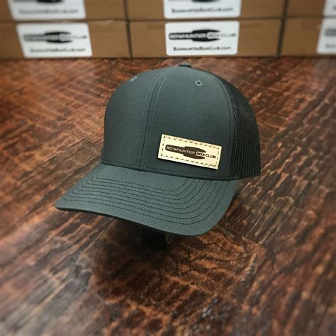 Leather Patch Hat - Charcoal/Black Adjustable - Bowhunter Box Club