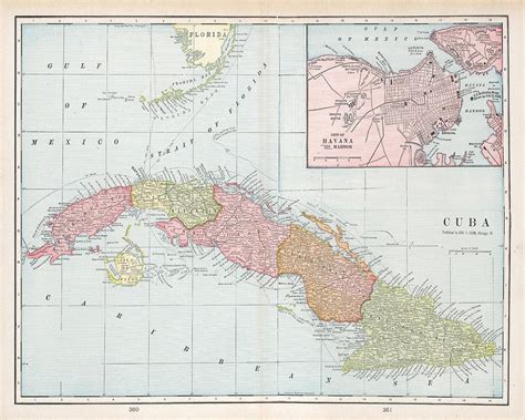 Old Cuba Map 1901 Vintage Cuban Island Atlas Drawing by Adam Shaw