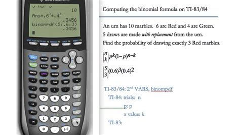 Binomial Formula on a TI-83 & TI-84 graphing calculator - YouTube