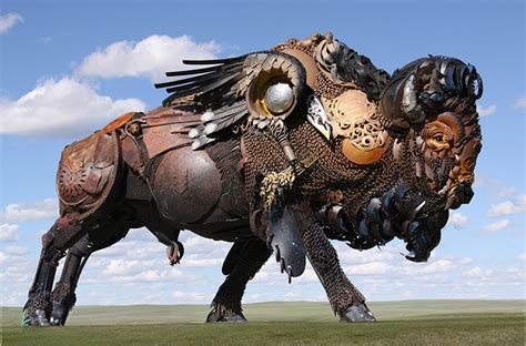 Scrap Metal Sculptures Made Of Old Farm Equipment by John Lopez