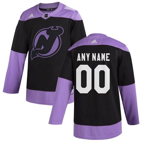 Men's New Jersey Devils Adidas Black Hockey Fights Cancer Custom ...